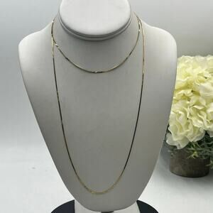 Aurea 585 Unoaerre 14k Italy Singapore Long 35” Chain Link High Shine Necklace.‎